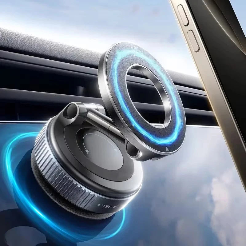 Upgraded Multi-Angle Magnetic Car Phone Holder - Strong Vacuum Magnet & Foldable Design