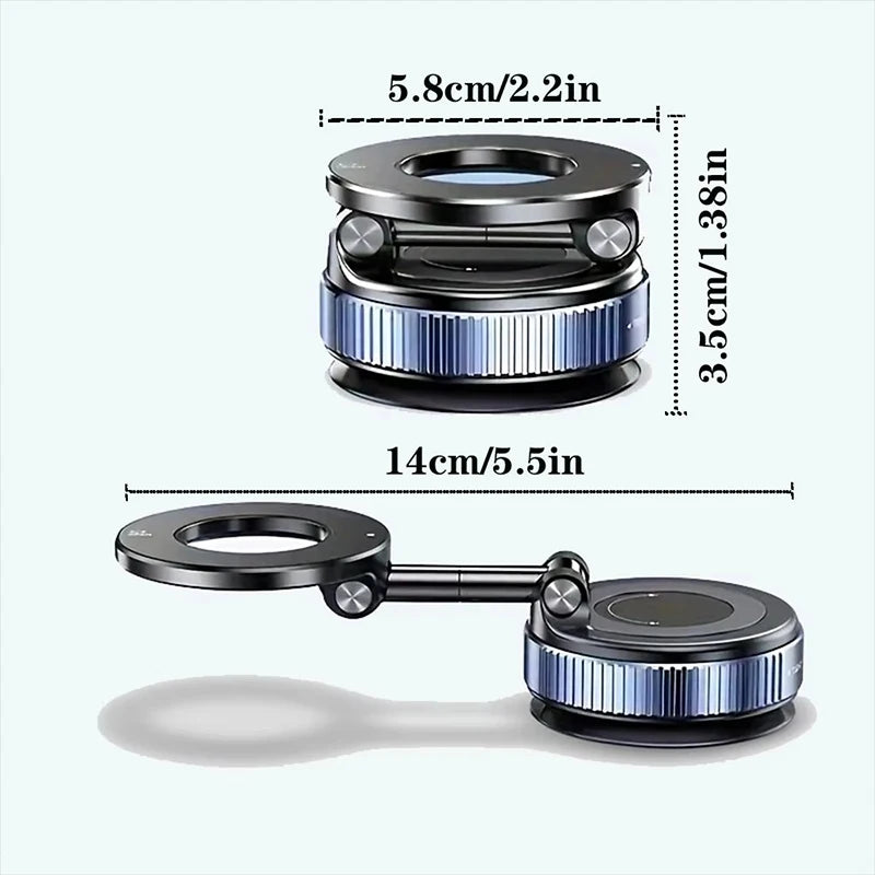 Upgraded Multi-Angle Magnetic Car Phone Holder - Strong Vacuum Magnet & Foldable Design