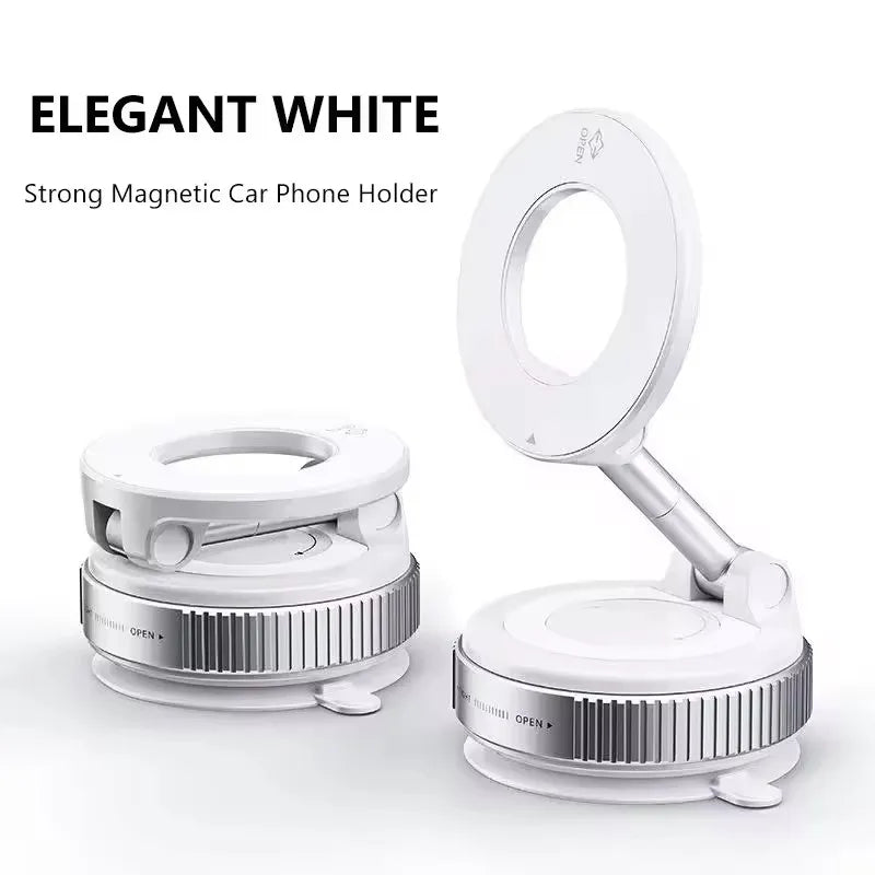 Upgraded Multi-Angle Magnetic Car Phone Holder - Strong Vacuum Magnet & Foldable Design